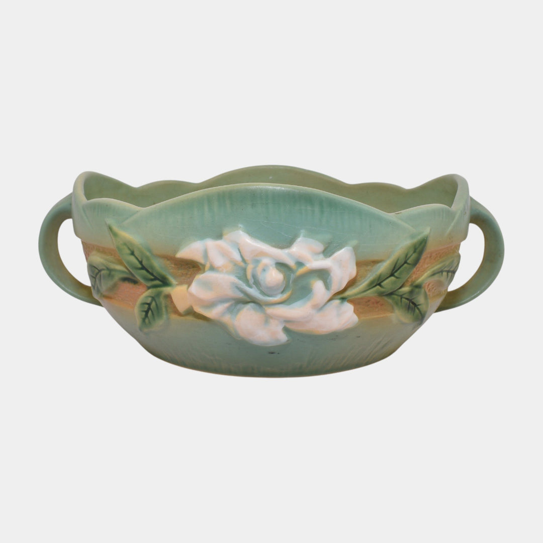Roseville Gardenia Green 1950 Vintage Pottery Bowl 627-8