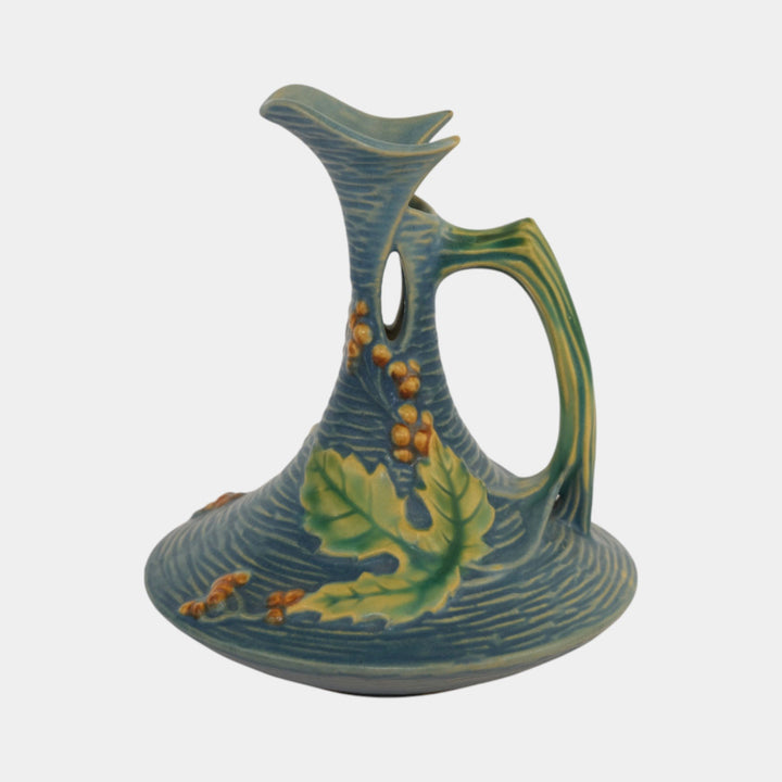 Roseville Bushberry Blue 1941 Mid Century Modern Art Pottery Ceramic Ewer 1-6