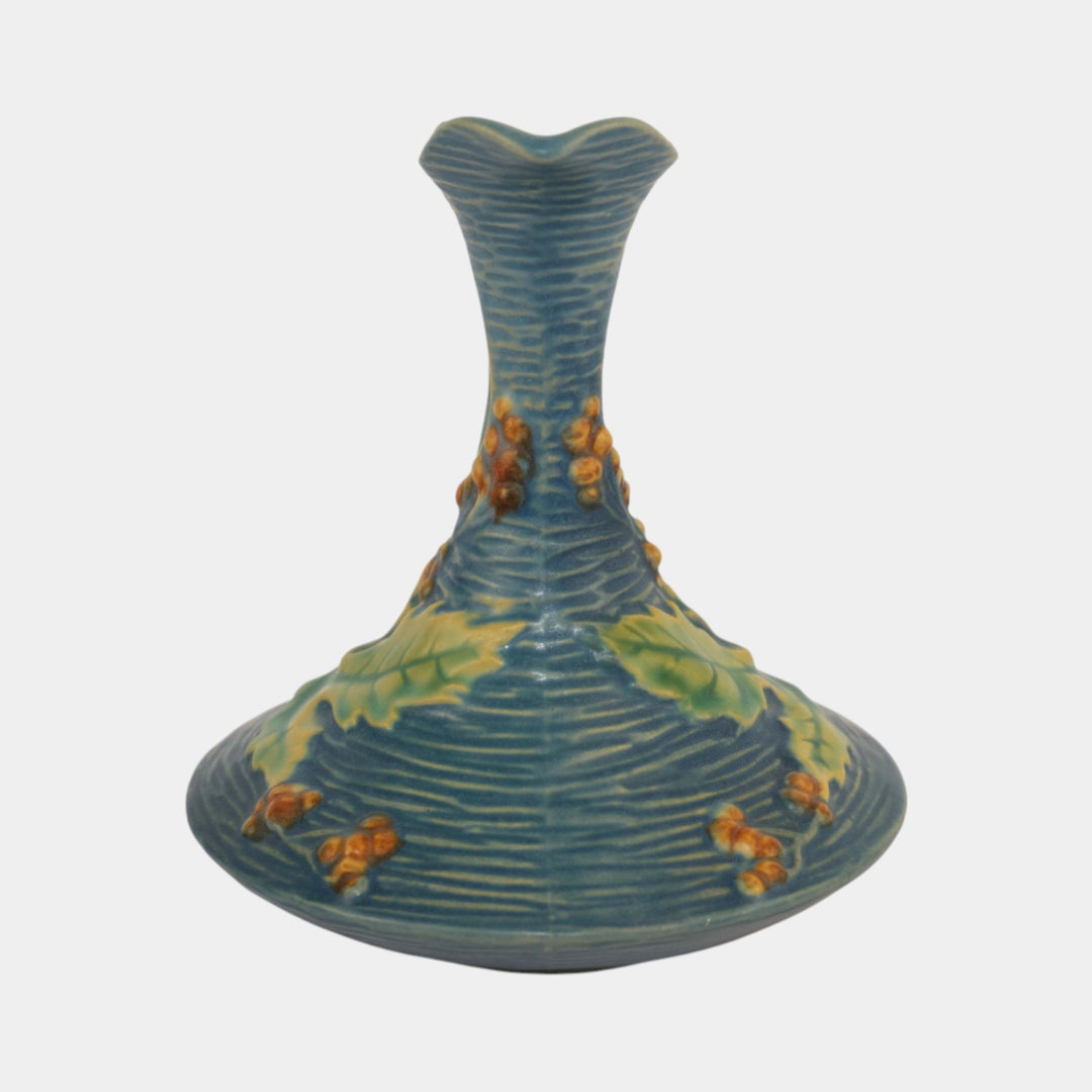 Roseville Bushberry Blue 1941 Mid Century Modern Art Pottery Ceramic Ewer 1-6