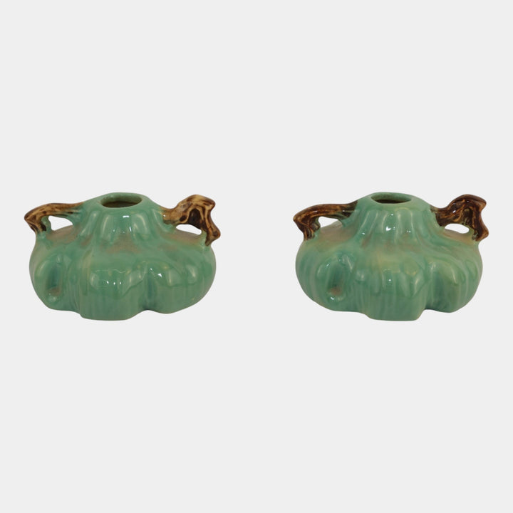 Roseville Ming Tree Green 1949 Mid Century Modern Art Pottery Candle Holders 551