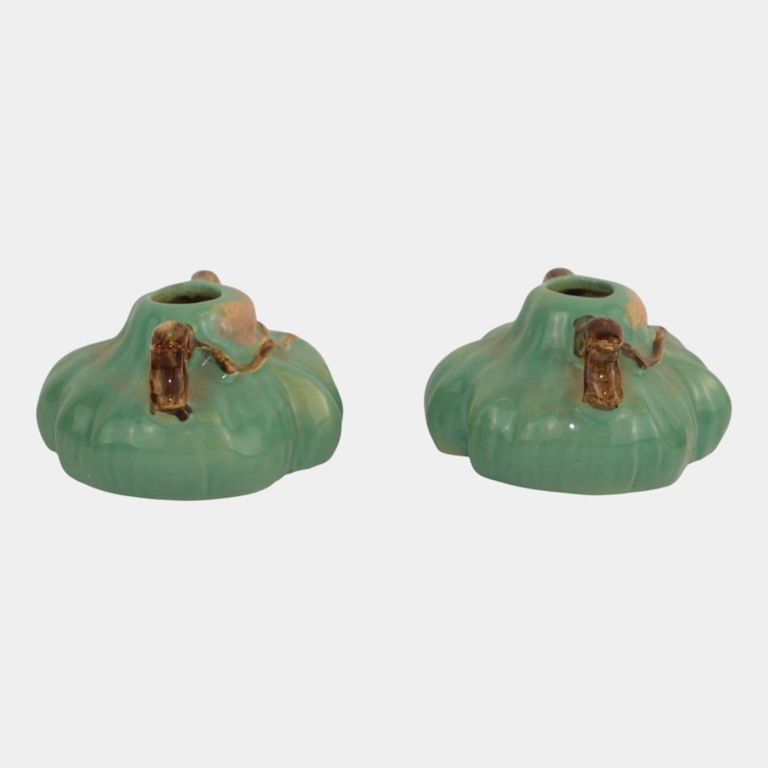 Roseville Ming Tree Green 1949 Mid Century Modern Art Pottery Candle Holders 551