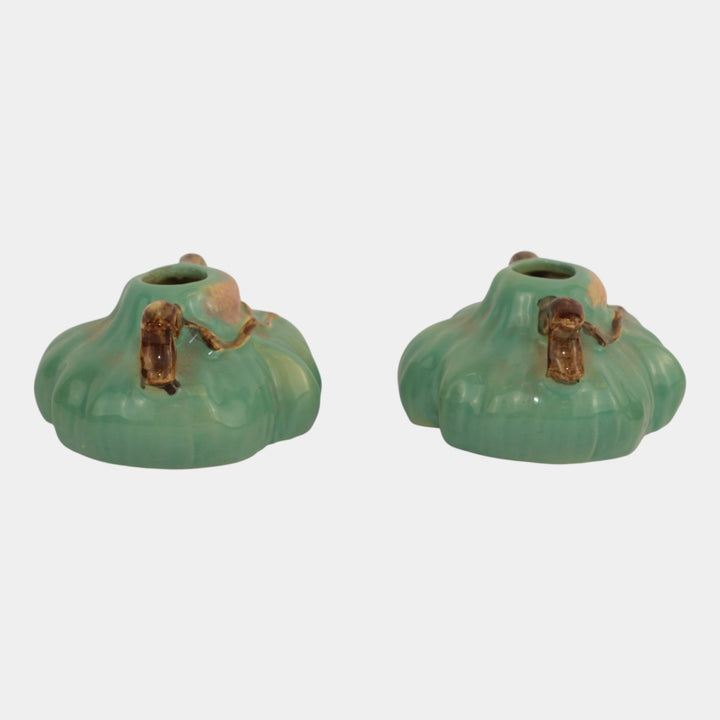 Roseville Ming Tree Green 1949 Mid Century Modern Art Pottery Candle Holders 551