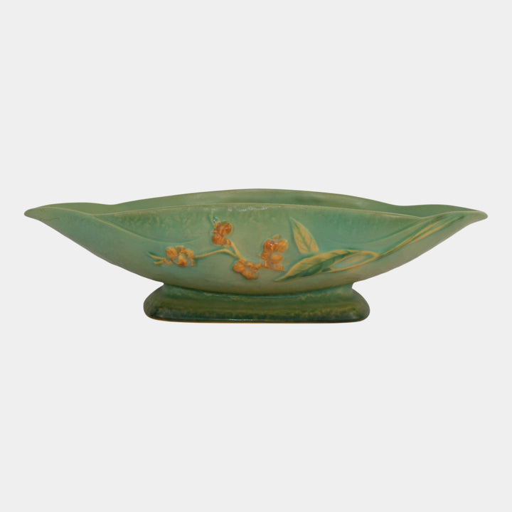 Roseville Bittersweet Green 1951 Pottery Mid Century Modern Console Bowl 830-14