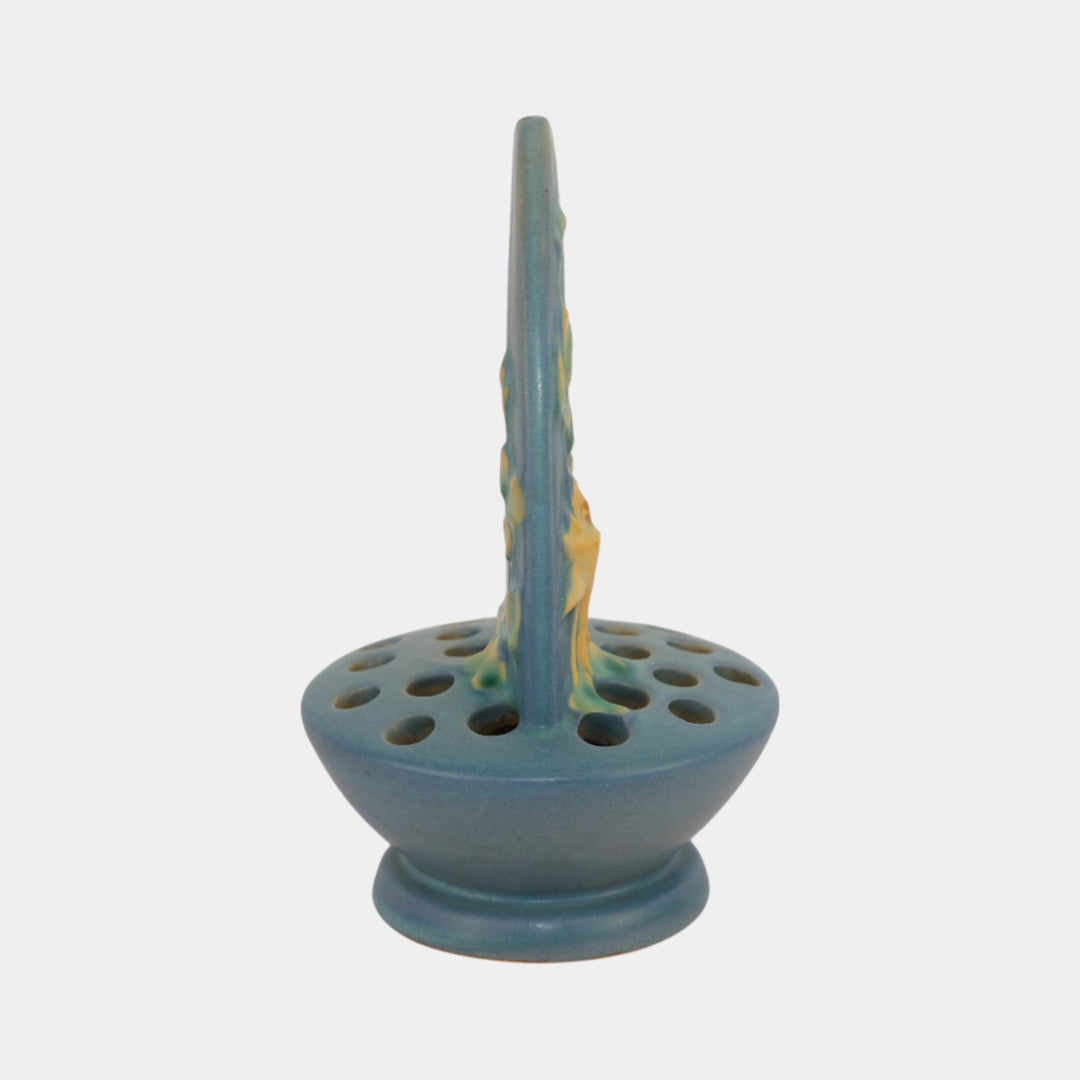 Roseville Columbine Blue 1941 Vintage Mid Century Modern Ceramic Flower Frog 42
