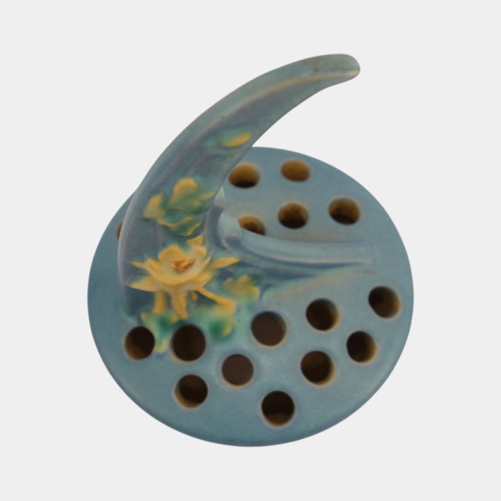 Roseville Columbine Blue 1941 Vintage Mid Century Modern Ceramic Flower Frog 42