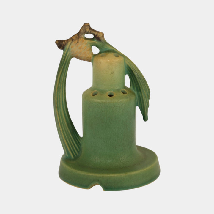 Roseville Pine Cone Green 1936 Vintage Art Pottery Ceramic Flower Frog 21-5