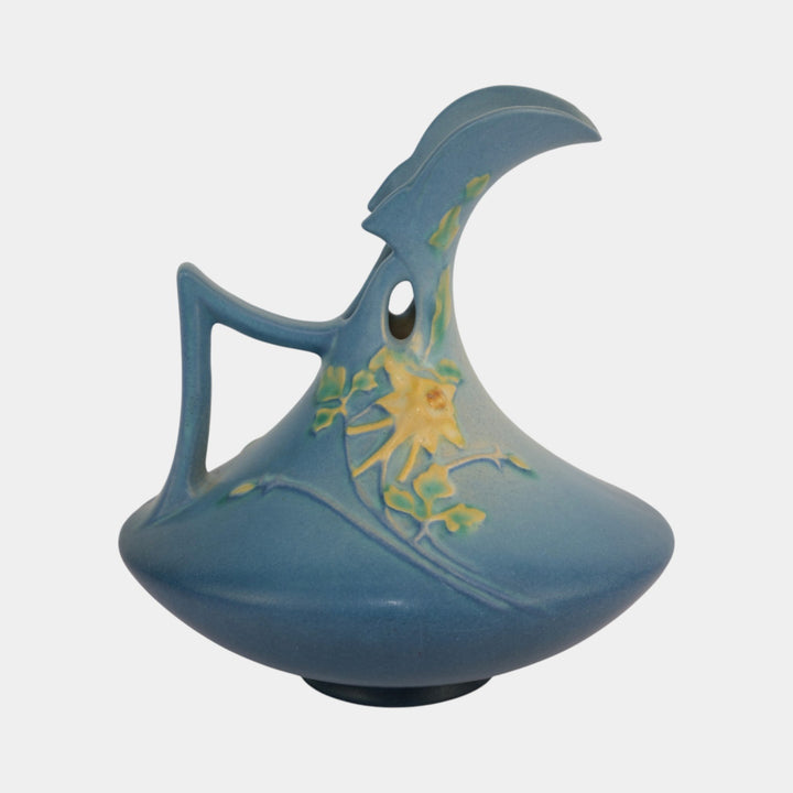 Roseville Columbine Blue 1941 Vintage Art Deco Pottery Ceramic Ewer 18-7