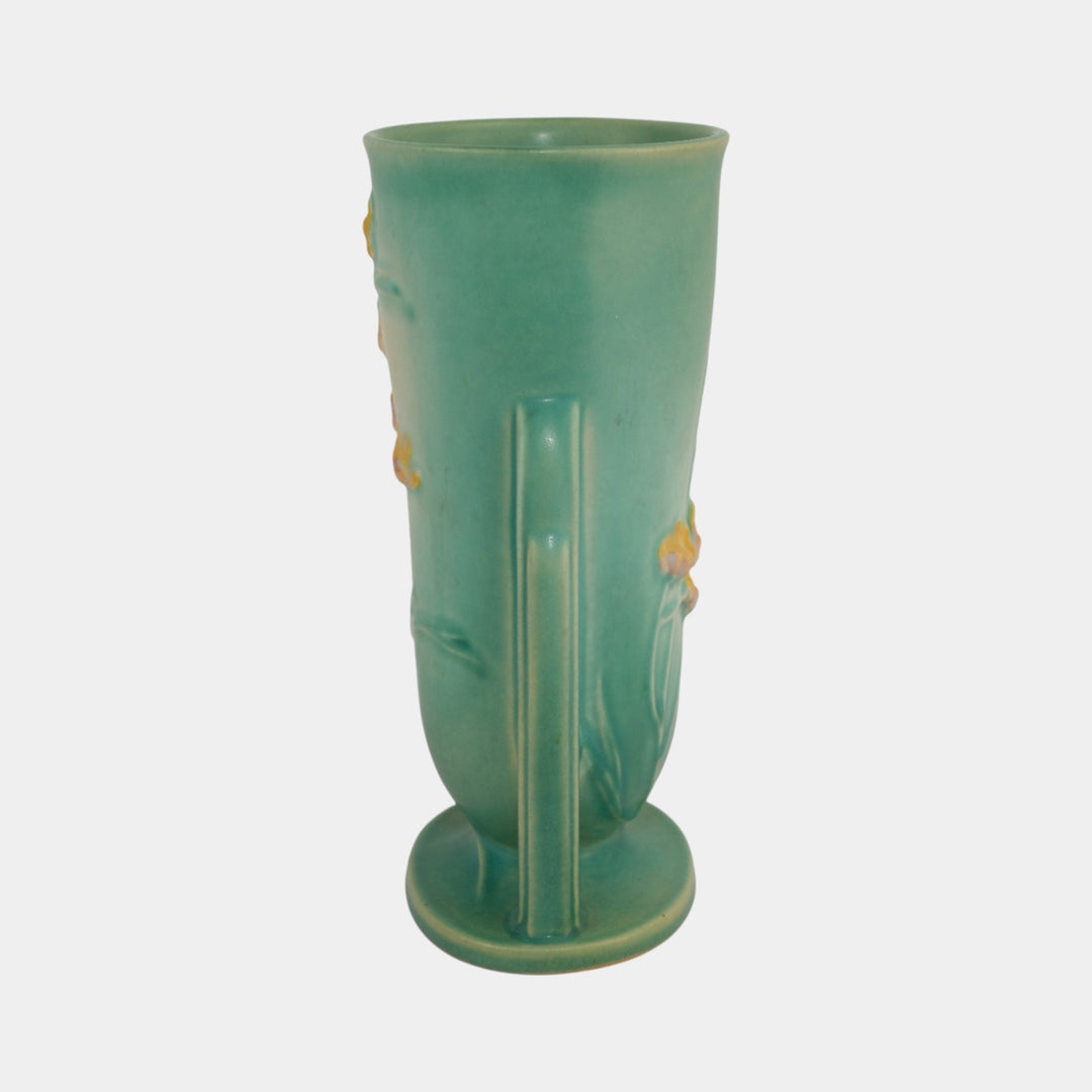 Roseville Ixia Green 1937 Vintage Art Deco Pottery Buttressed Ceramic Vase 856-8