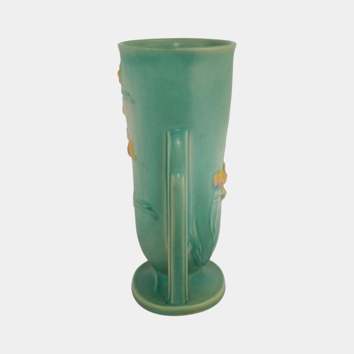 Roseville Ixia Green 1937 Vintage Art Deco Pottery Buttressed Ceramic Vase 856-8