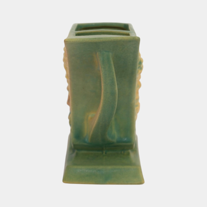 Roseville Foxglove Green 1942 Mid Century Modern Pottery Cornucopia Vase 165-5