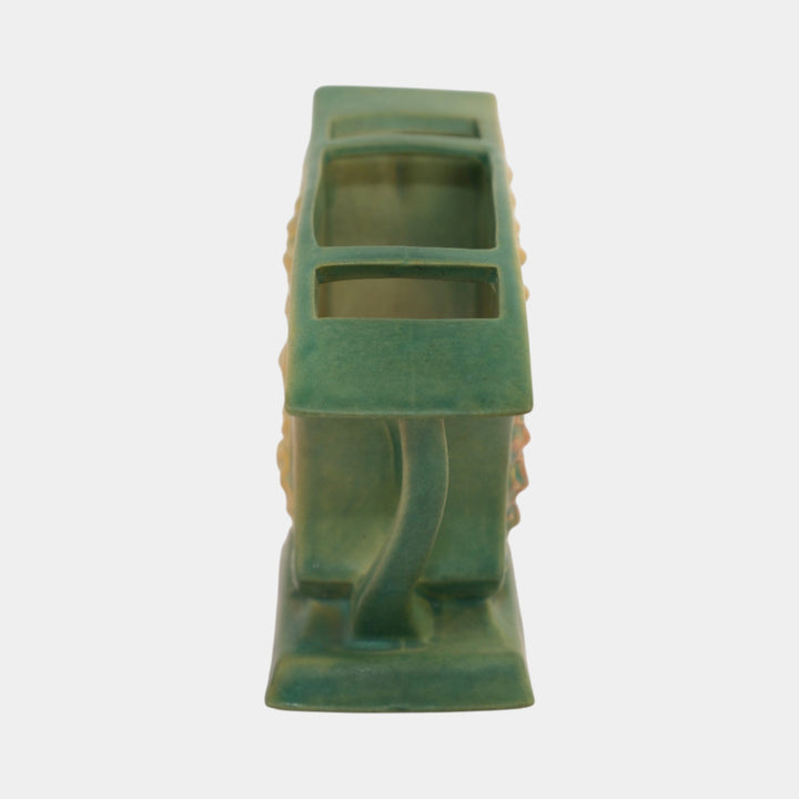 Roseville Foxglove Green 1942 Mid Century Modern Pottery Cornucopia Vase 165-5