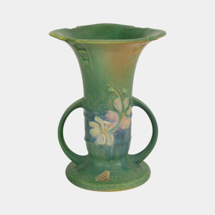 Roseville Cosmos Green 1939 Vintage Art Pottery Vase 947-6
