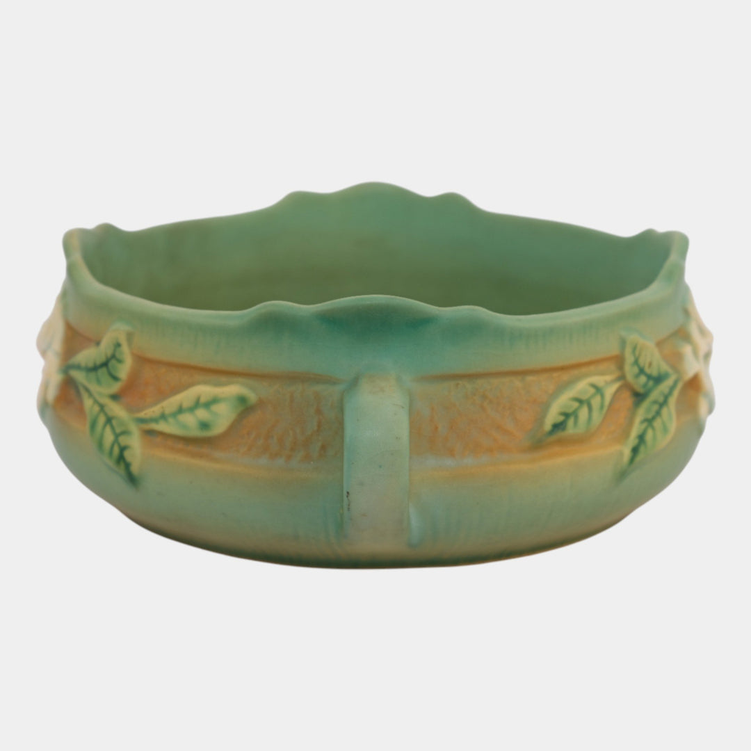 Roseville Gardenia Green 1950 Mid Century Modern Art Pottery Ceramic Bowl 626-6