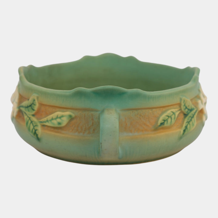 Roseville Gardenia Green 1950 Mid Century Modern Art Pottery Ceramic Bowl 626-6
