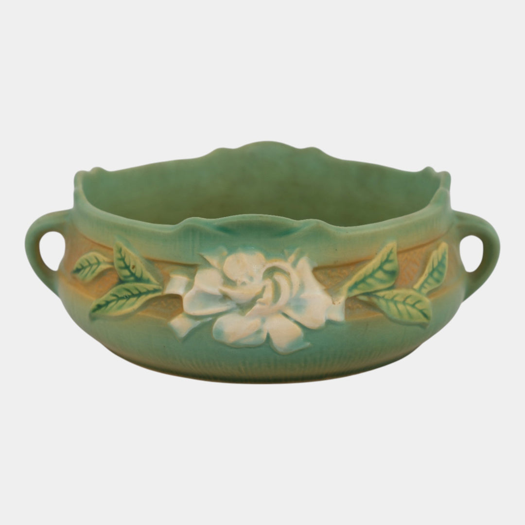 Roseville Gardenia Green 1950 Mid Century Modern Art Pottery Ceramic Bowl 626-6