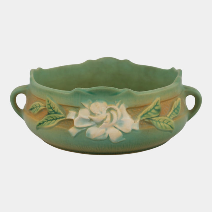 Roseville Gardenia Green 1950 Mid Century Modern Art Pottery Ceramic Bowl 626-6