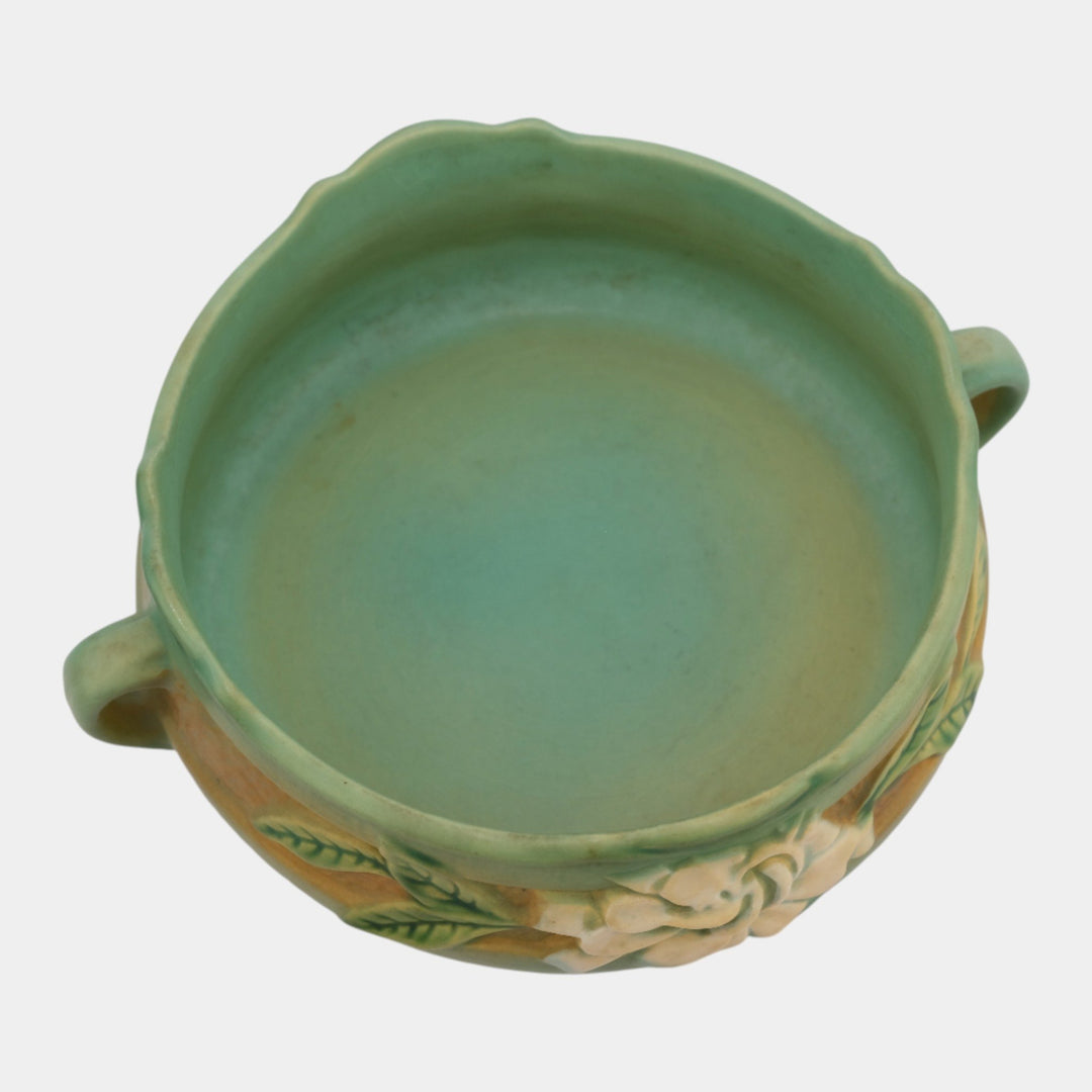 Roseville Gardenia Green 1950 Mid Century Modern Art Pottery Ceramic Bowl 626-6