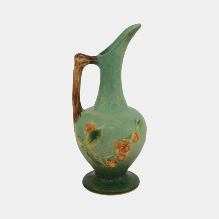Roseville Green Bittersweet 1951 Pottery Mid Century Modern Ceramic Ewer 816-8