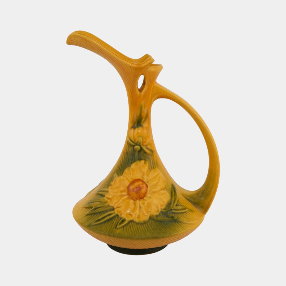 Roseville Peony Yellow 1942 Vintage Art Pottery Ceramic Ewer 8-10