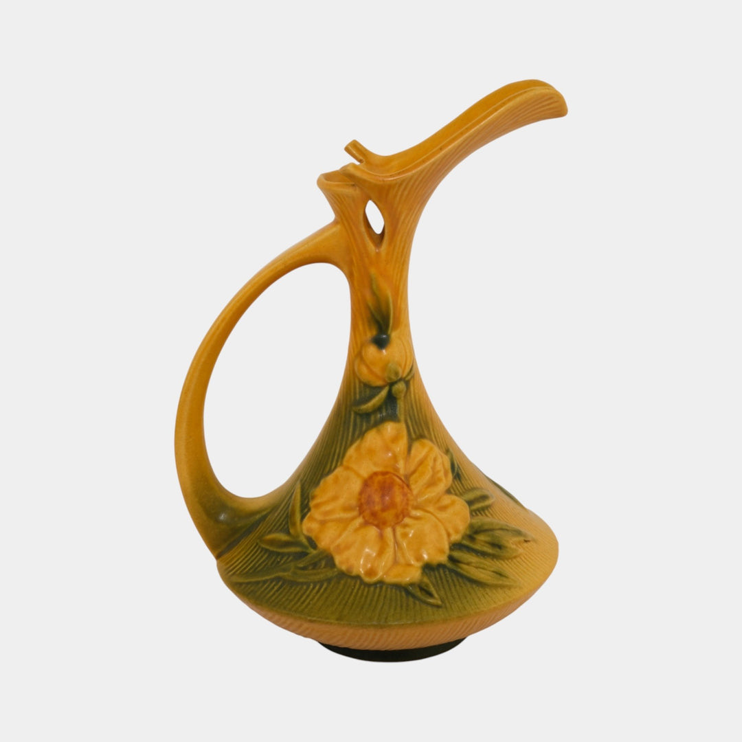Roseville Peony Yellow 1942 Vintage Art Pottery Ceramic Ewer 8-10