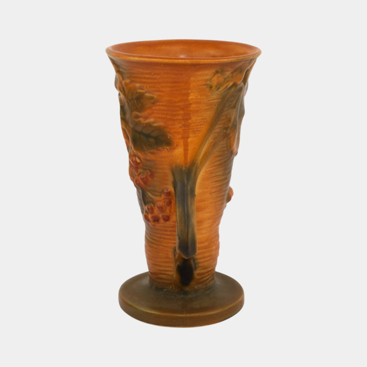 Roseville Bushberry Russet 1941 Vintage Art Pottery Ceramic Flower Vase 30-6