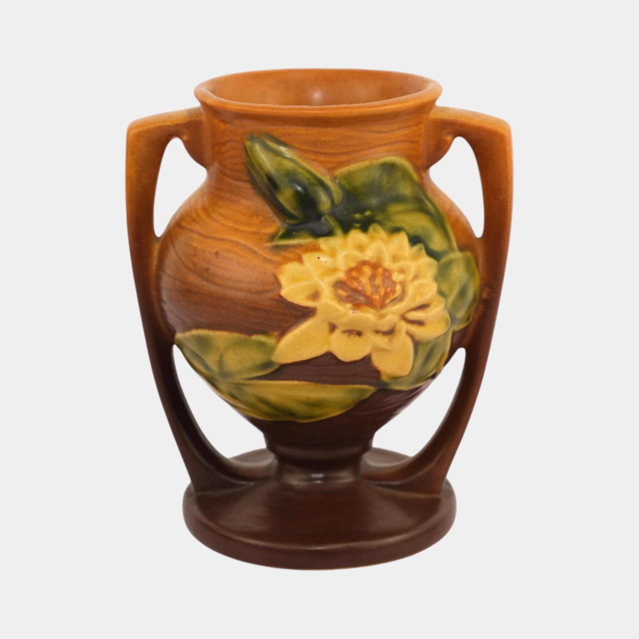 Roseville Water Lily Brown 1943 Vintage Mid Century Modern Pottery