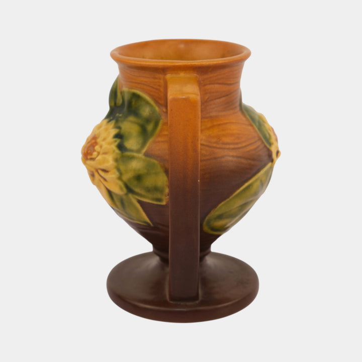 Roseville Water Lily Brown 1943 Vintage Mid Century Modern Pottery Vase 174-6
