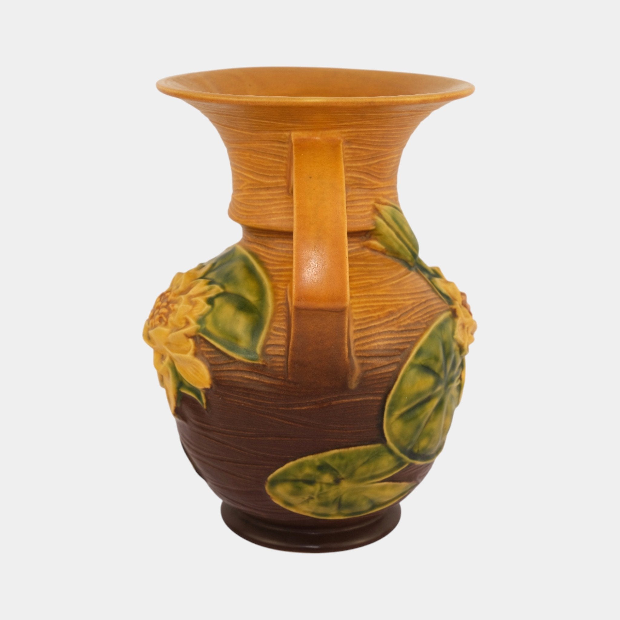 Roseville Water Lily Brown 1943 Vintage Art Pottery Ceramic Vase