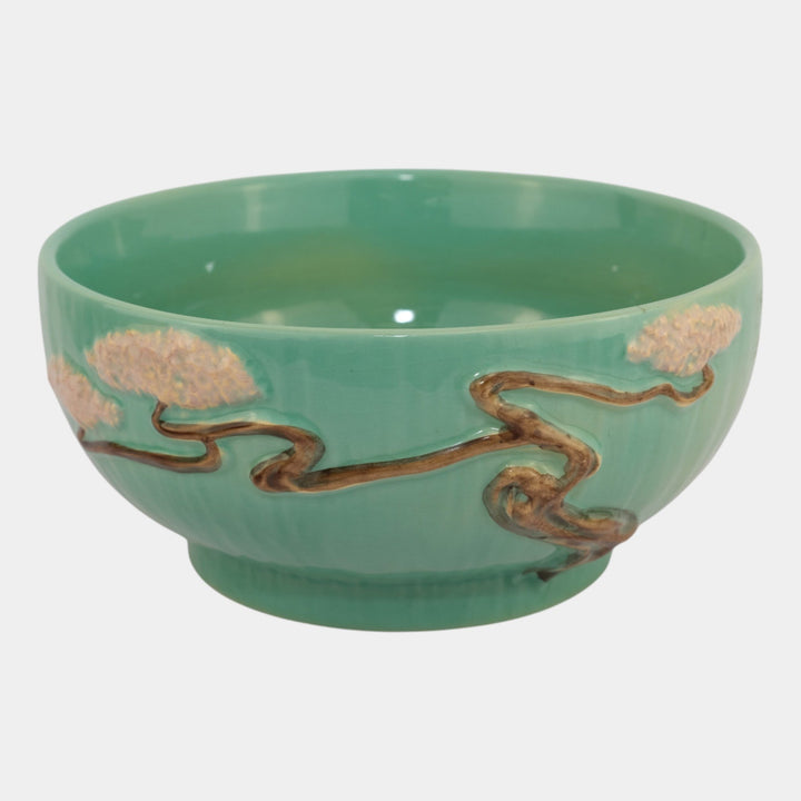 Roseville Ming Tree Green 1949 Mid Century Modern Pottery Ceramic Bowl 527-9