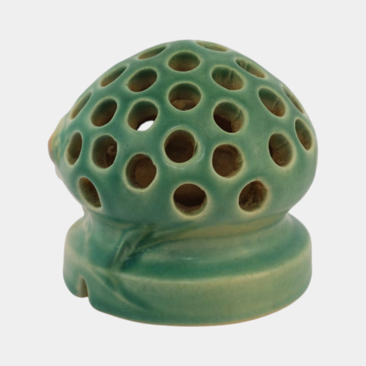 Roseville Ixia Green 1930 Vintage Art Pottery Ceramic Flower Frog 34