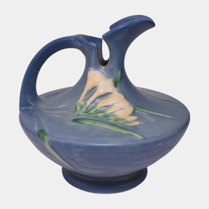 Roseville Freesia Blue 1945 Mid Century Modern Pottery Ceramic Ewer 19-6