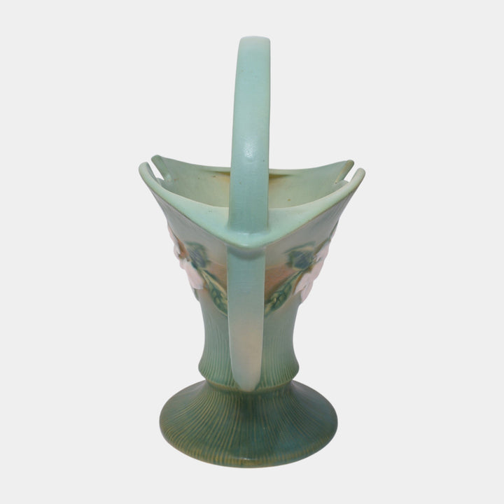 Roseville Gardenia Green 1950 Mid Century Modern Art Pottery Basket 609-10