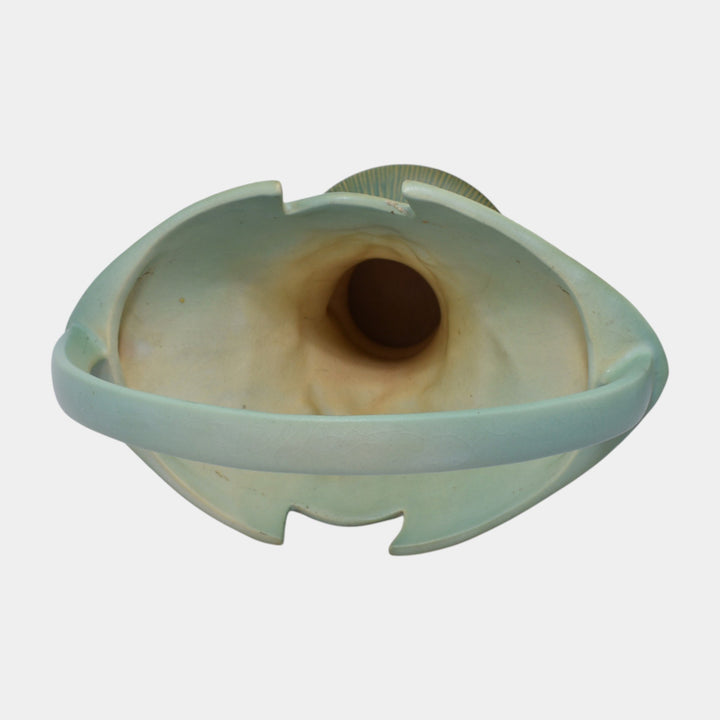 Roseville Gardenia Green 1950 Mid Century Modern Art Pottery Basket 609-10