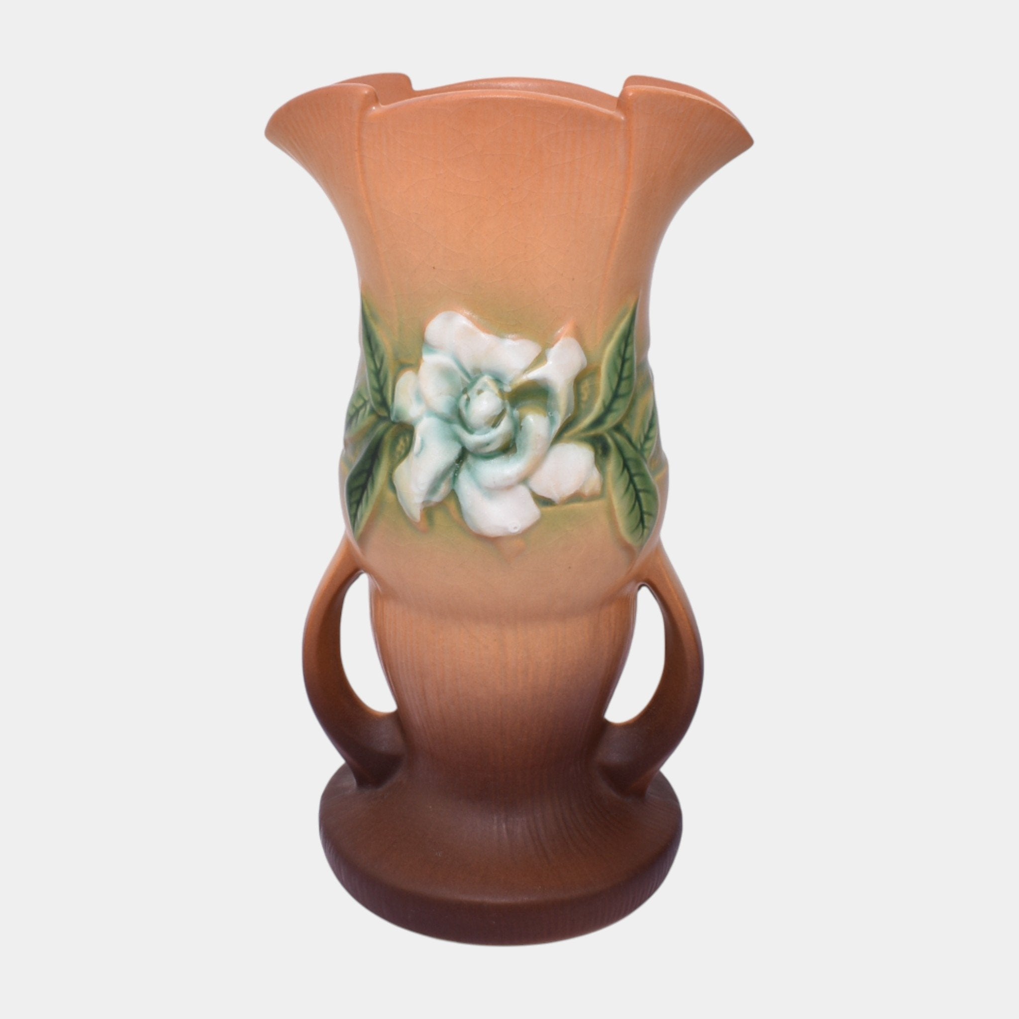 Roseville Gardenia Tan 1950 Mid Century Modern Art Pottery Flower