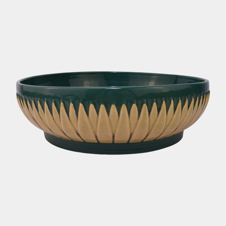Roseville Lotus Green 1952 Vintage Mid Century Modern Pottery Ceramic Bowl L6-9