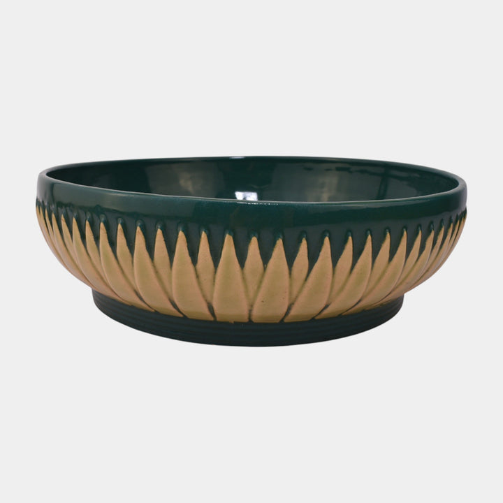 Roseville Lotus Green 1952 Vintage Mid Century Modern Pottery Ceramic Bowl L6-9