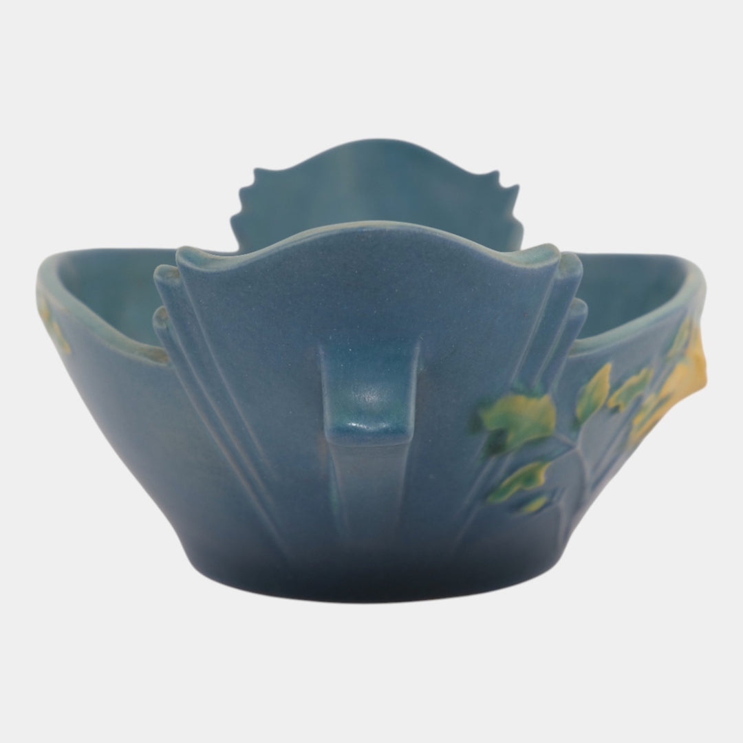 Roseville Columbine Blue 1941 Mid Century Modern Art Pottery Console Bowl 404-10