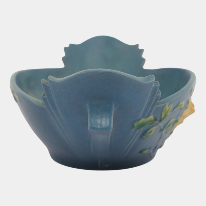 Roseville Columbine Blue 1941 Mid Century Modern Art Pottery Console Bowl 404-10