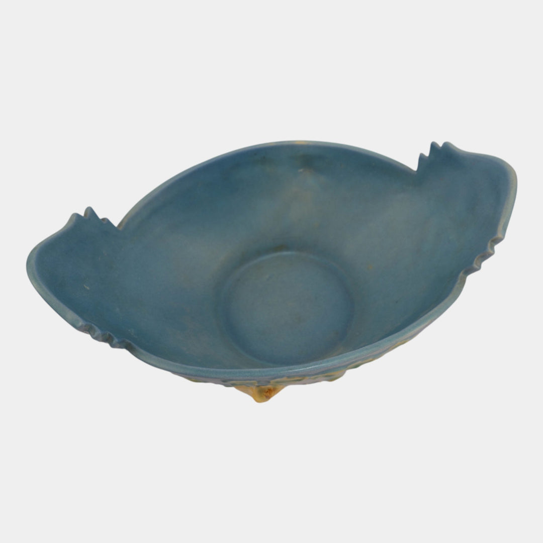 Roseville Columbine Blue 1941 Mid Century Modern Art Pottery Console Bowl 404-10