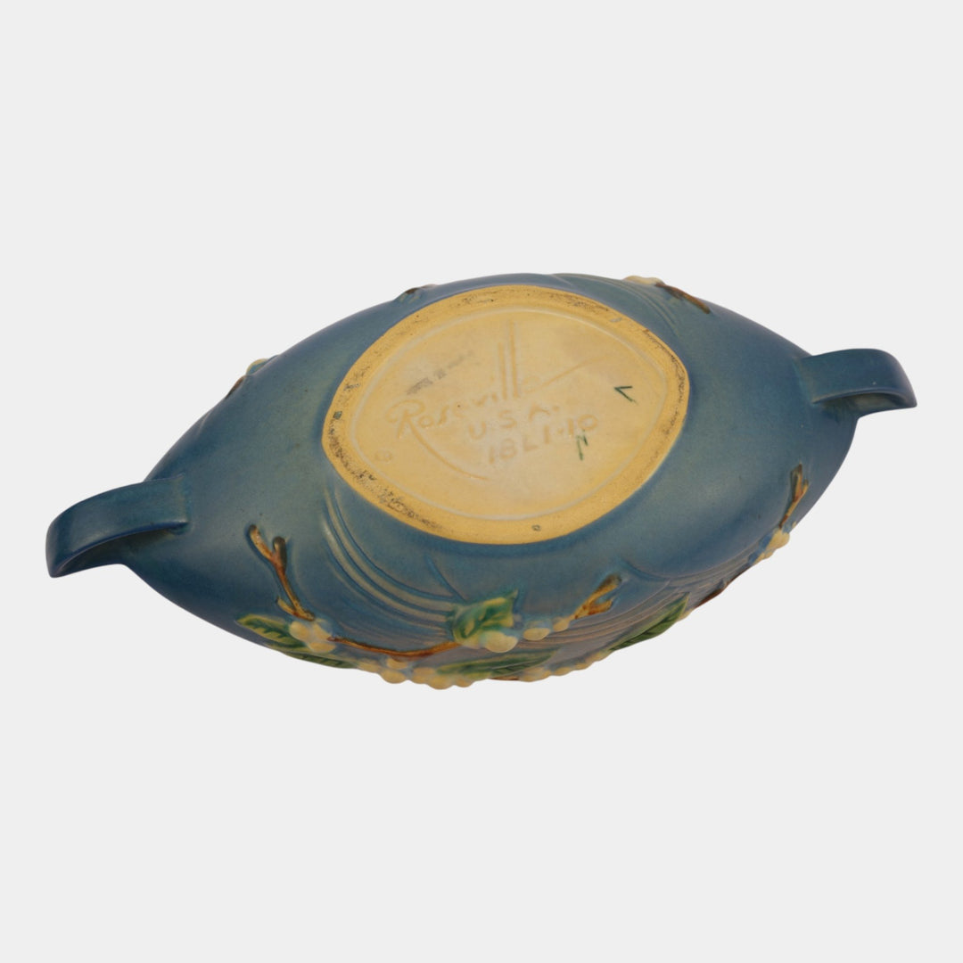Roseville Snowberry Blue 1947 Vintage Art Pottery Console Bowl 1BL1-10