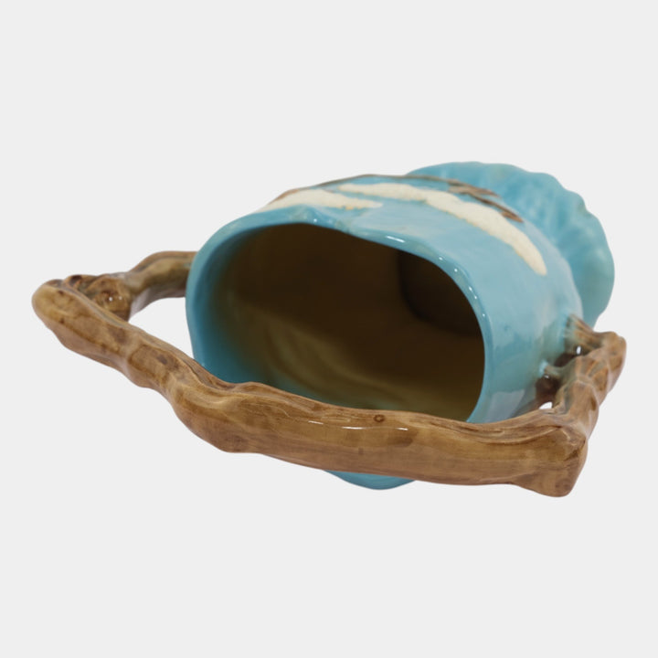 Roseville Ming Tree Blue 1949 Vintage Mid Century Modern Pottery Basket 509-12
