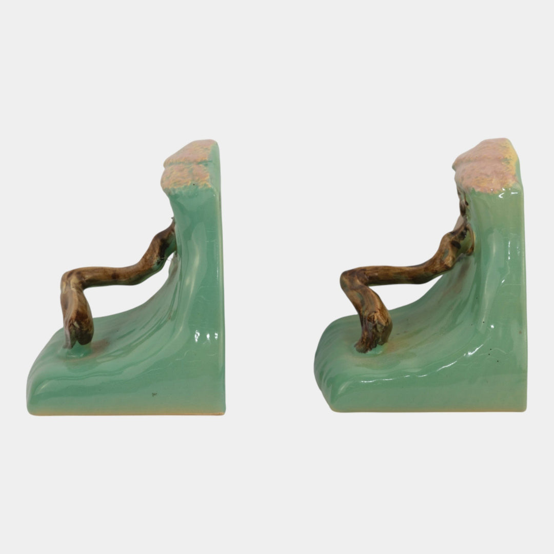 Roseville Ming Tree Green Vintage Art Pottery Ceramic Bookends 559-5