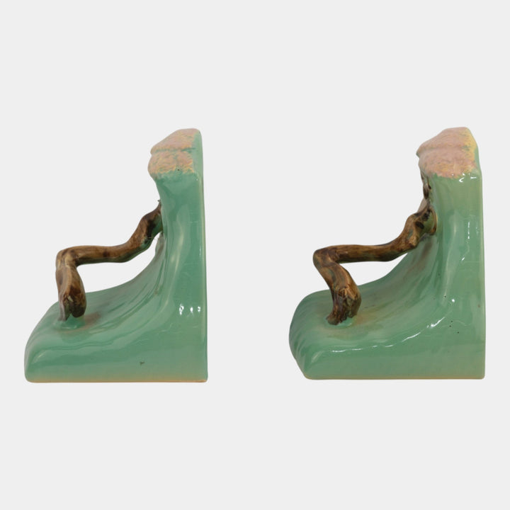 Roseville Ming Tree Green Vintage Art Pottery Ceramic Bookends 559-5