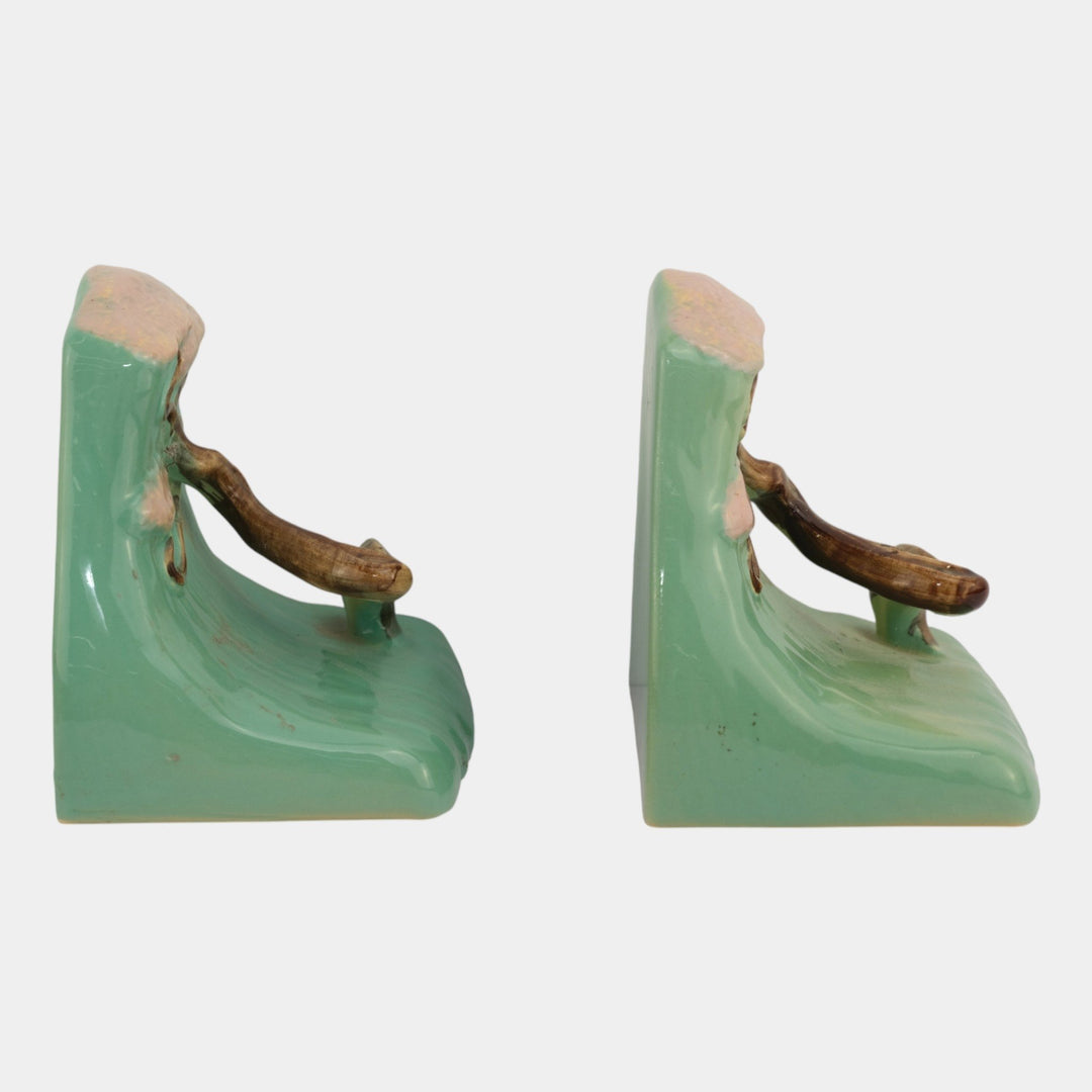 Roseville Ming Tree Green Vintage Art Pottery Ceramic Bookends 559-5