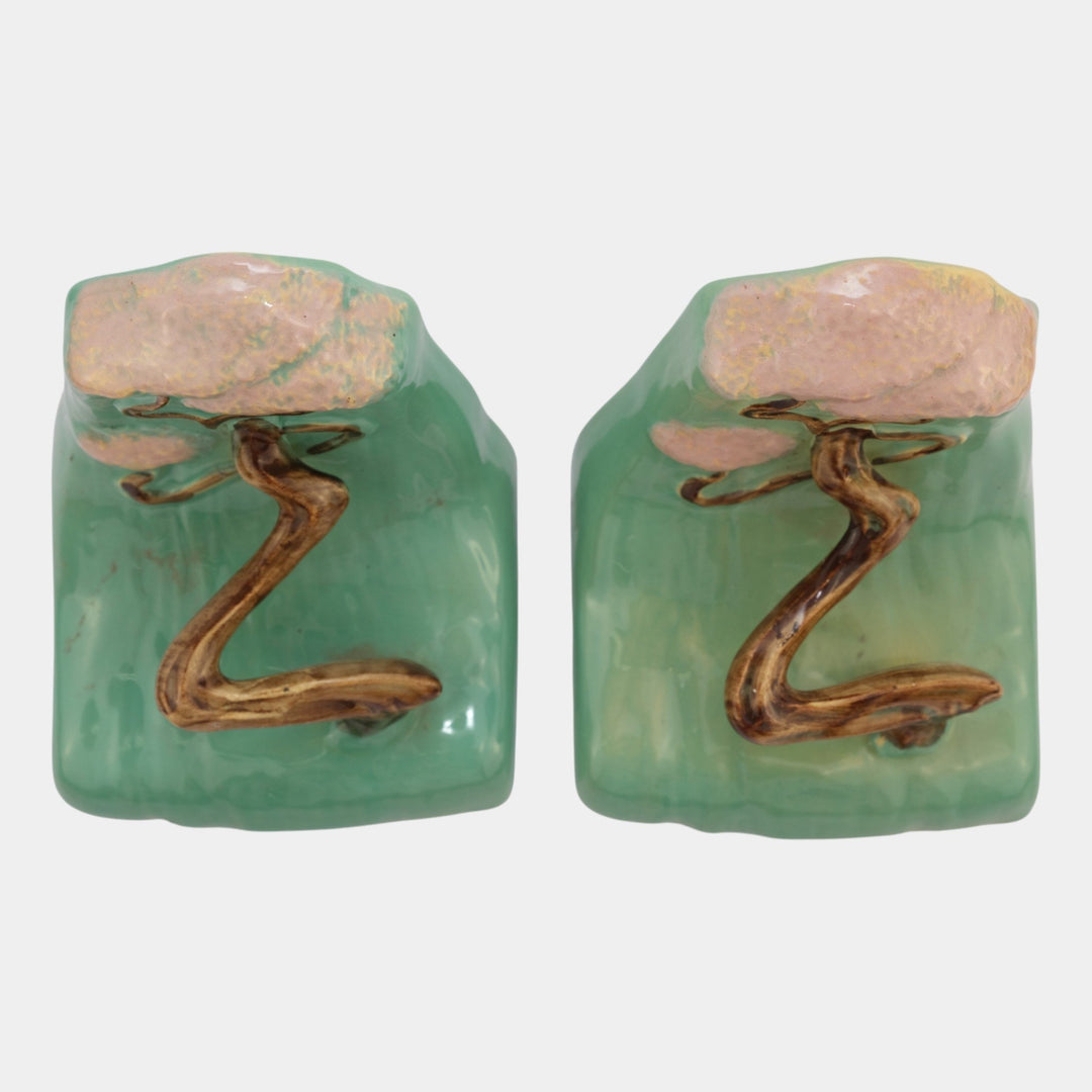 Roseville Ming Tree Green Vintage Art Pottery Ceramic Bookends 559-5