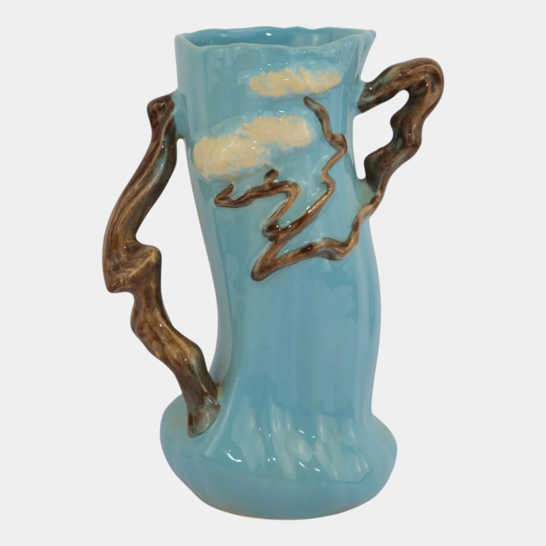 Roseville Ming Tree Blue 1949 Mid Century Modern Art Pottery Handled Vase 582-8