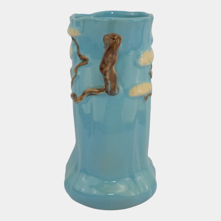 Roseville Ming Tree Blue 1949 Mid Century Modern Art Pottery Handled Vase 582-8