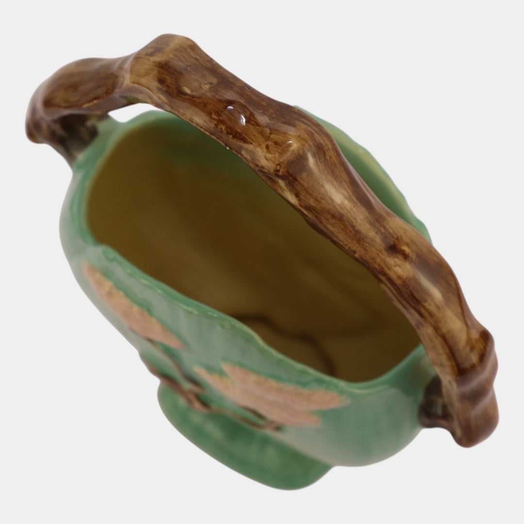 Roseville Ming Tree Green 1949 Vintage Mid Century Modern Pottery Basket 508-8