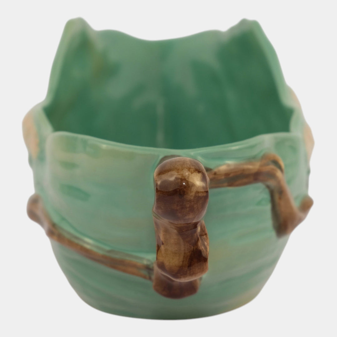 Roseville Ming Tree Green 1949 Mid Century Modern Pottery Console Bowl 528-10