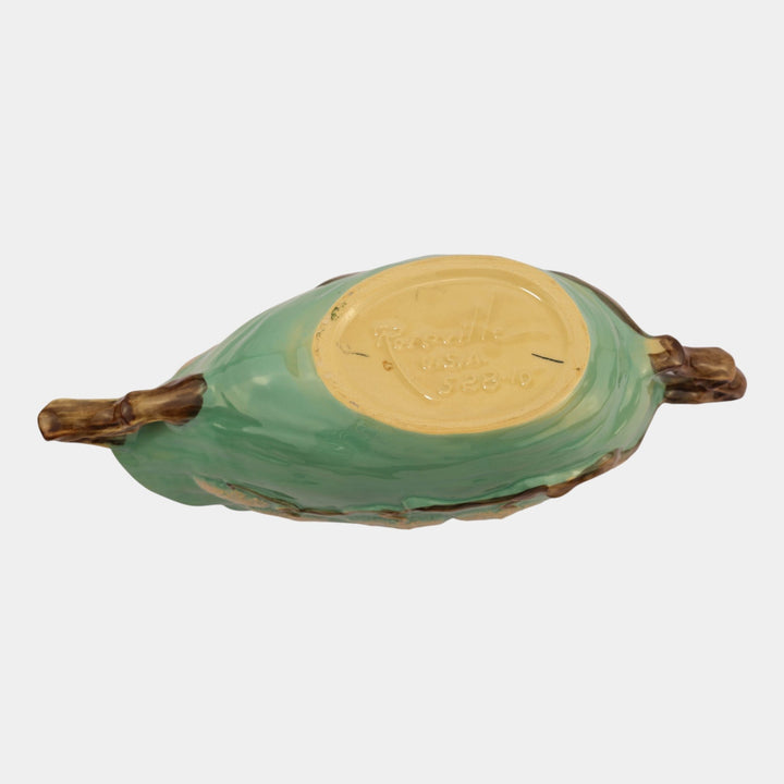 Roseville Ming Tree Green 1949 Mid Century Modern Pottery Console Bowl 528-10